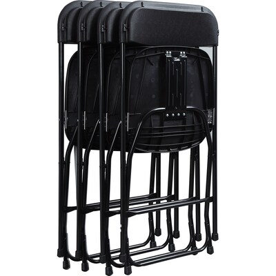 Lorell Injection-Molded Folding Chairs, Black, 4/Carton (LLR62534)