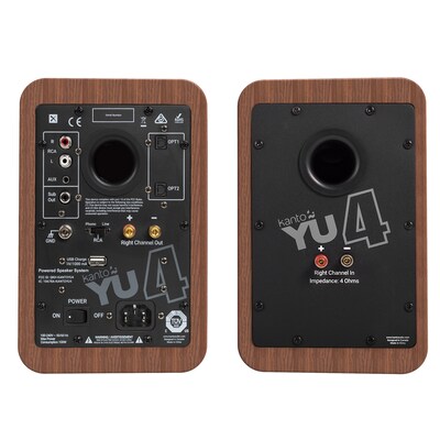 Kanto YU4 YU4WALNUT 140W Indoor Shelf Speaker, Walnut