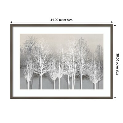 Amanti Art Trees on Gray by Kate Bennett Wood Framed Wall Art Print, 41" x 30" (A42675535020)