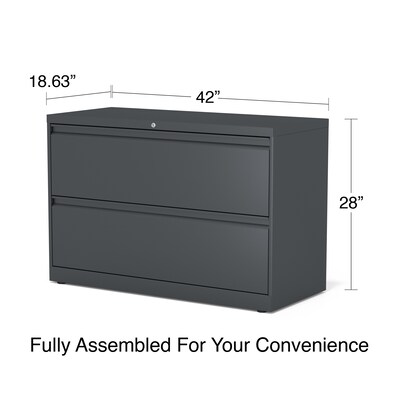 Quill Brand® 2-Drawer Lateral File Cabinet, Locking, Letter/Legal, Charcoal, 42"W (26822D)