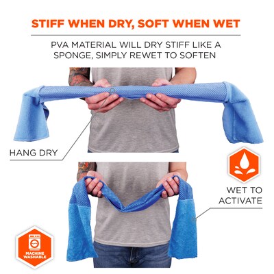 Ergodyne Chill-Its 6604 Cooling Towel, Blue, One Size, 6/Carton (12490)
