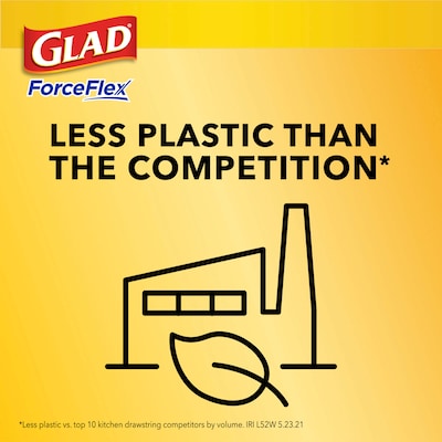 Glad ForceFlex Tall Kitchen Drawstring Trash Bags, 13 Gallon, White, Gain Original scent, 80/Box (78750)