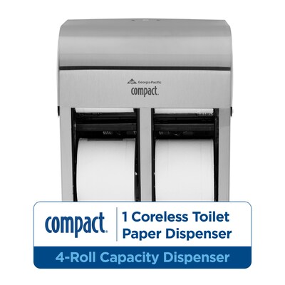 Compact 4-Roll Quad Coreless Toilet Paper Dispenser by GP PRO, Stainless Steel (56748)