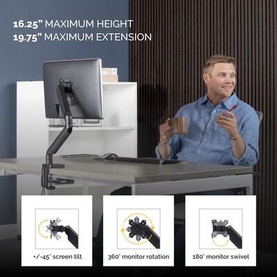 Fellowes Platinum Series Adjustable Arm, Up to 32" Monitor, Black (8043301)