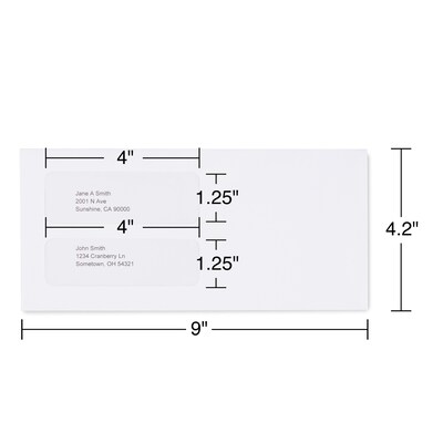 Staples Laser Forms Double Window Envelopes, Wove White, 500/Box (ST473949-CC)