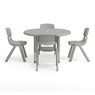 Flash Furniture Emmy 33" Round Activity Table Set, Height Adjustable, Soft Gray (YCX73RNDTBSGYE)