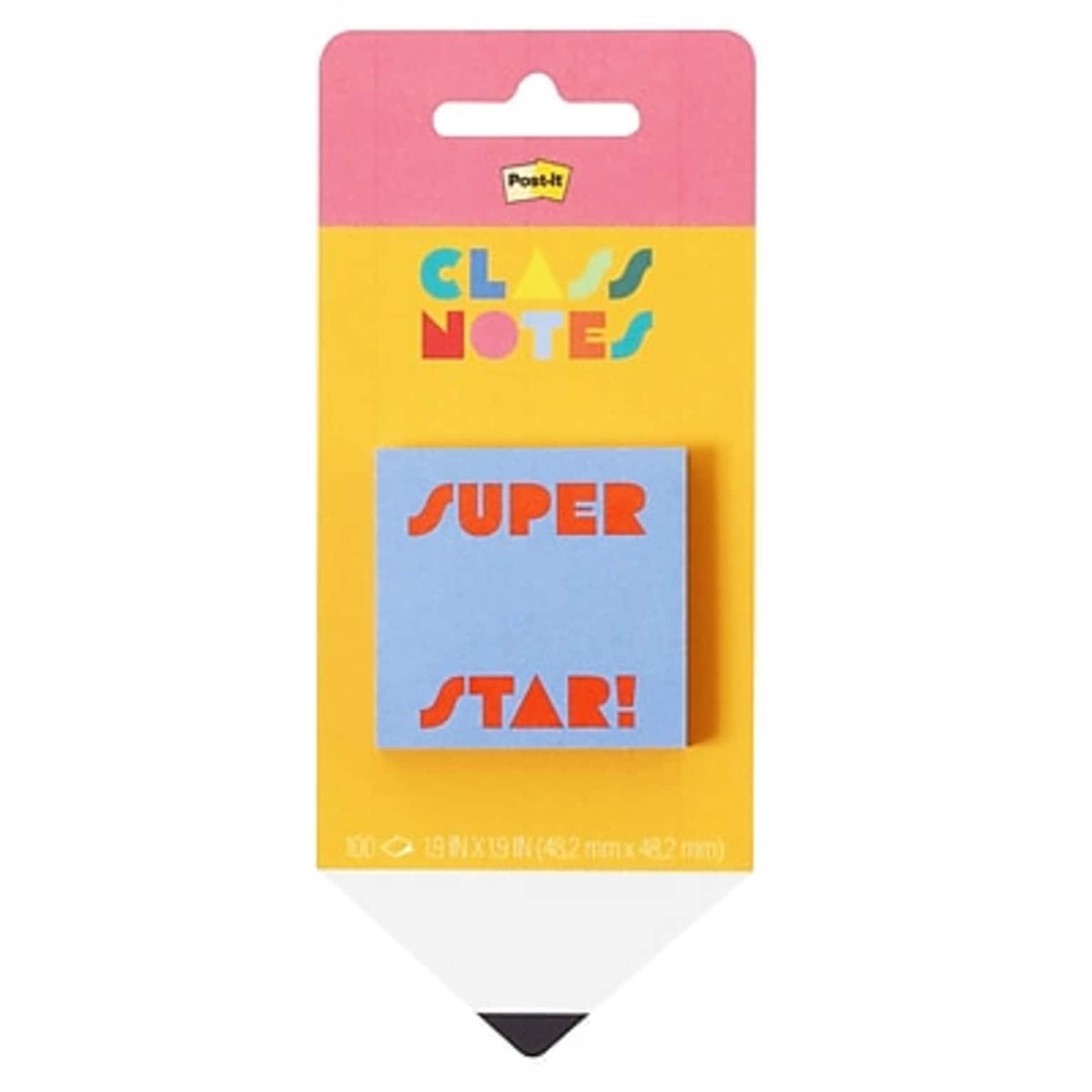 Post-it Class Notes Super Star Notes, 1.9 x 1.9, 100 Sheet/Pad (SBTS26-CN-12)