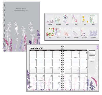 2027 House of Doolittle Wildflower 8.5 x 11 Weekly & Monthly Standard Planner, Faux Leather Cover (28774-27)
