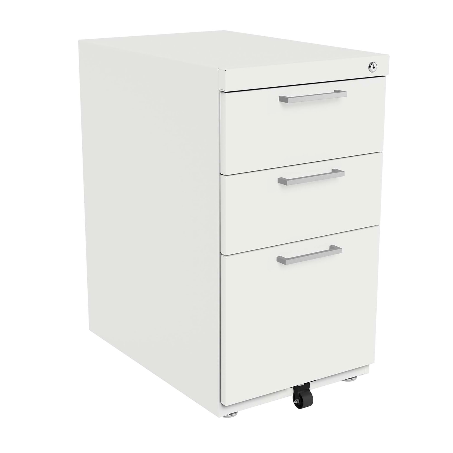 Safco Ready Free-Standing 3-Drawer File Cabinet, Letter Size, Lockable, 27.5H x 15W x 22.5D, White (REYPEDFS22BBFWHIT6S)