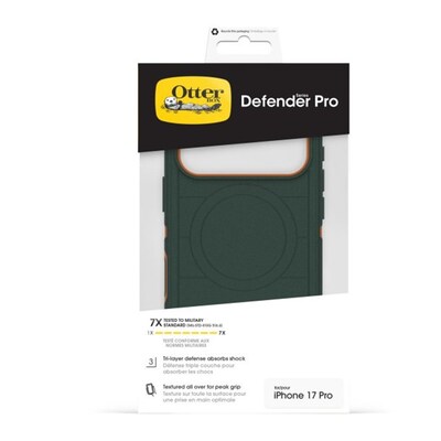 OtterBox Defender Pro MagSafe Compatible Phone Case for Apple iPhone 17 Pro, Shock Absorbing, Green Intrigue (77-98427)