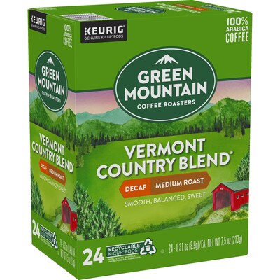 Green Mountain Vermont Country Blend Decaf Coffee Keurig® K-Cup® Pods, Medium Roast, 96/Carton (GMT7602CT)