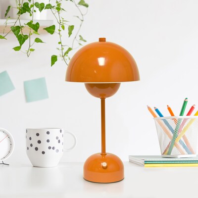 Simple Designs Mushroom Magic LED Table Lamp, Orange (LD1069-ORG)