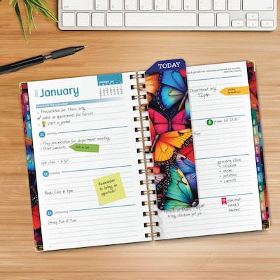 2027 Excello Brands 6 x 8 Weekly & Monthly Standard Planner, Paperboard Cover, Colorful Butterflies (FSHN-CY27-58-58)