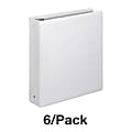Quill Brand® Standard 2 3 Ring Non View Binder, White, 6/Pack