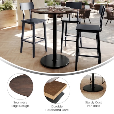 Flash Furniture Acadia 36" Round Wooden Dining Table, Dark Brown/Black Base (STRD36WBRTR24B)