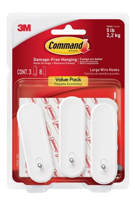Command Large Hook, 5 lb., White, 3/Pack (170693ES)
