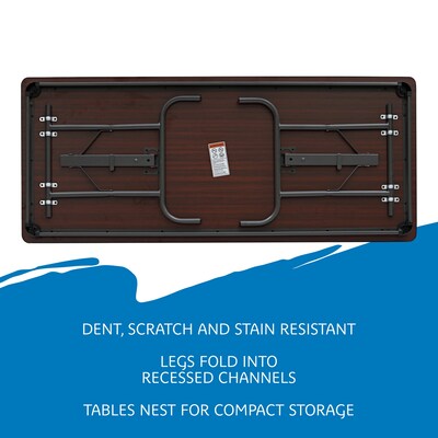 ICEBERG Premium Folding Table, 72" x 30", Mahogany (55224)