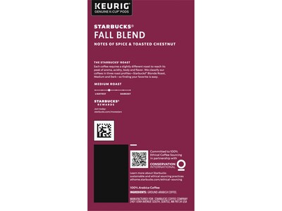 Starbucks Fall Blend Coffee Keurig K-Cup Pods, Medium Roast, 22/Box (12581318)