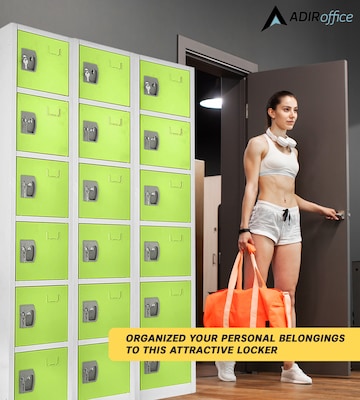 AdirOffice 72'' 6-Tier Key Lock Green Steel Storage Locker (629-206-GRN)
