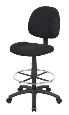 Boss Armless Fabric Drafting Stool with Footring, Black (B1615BK)