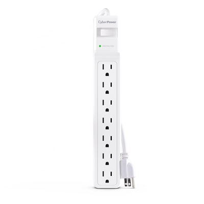 CyberPower CSB 7-Outlet Surge Protector, 6, 1800 Joules, White (CSB706W)