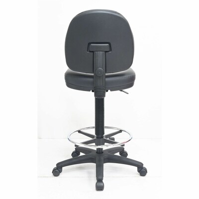 Lorell Millenia Series Vinyl Full Back Task Stool, Adjustable Height, Black (LLR80018)