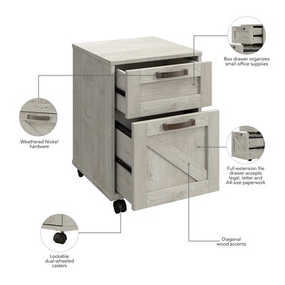 Bush Furniture Knoxville 2-Drawer Mobile File Cabinet, Cottage White (CGF116CWH-03)