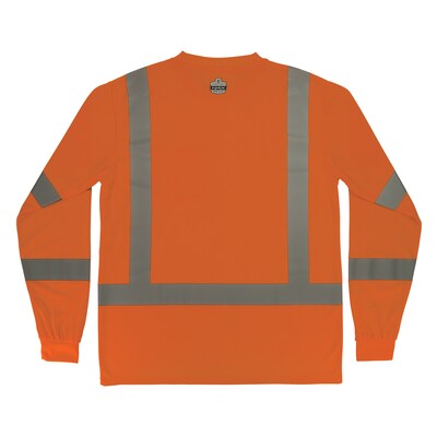 GloWear 8368 High Visibility Long Sleeve T-Shirt, ANSI Type R Class 3, Orange, Large (22064)