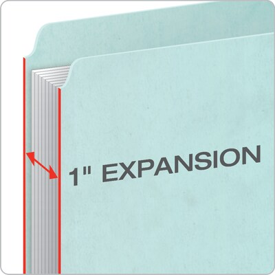 Pendaflex Recycled Heavy Duty Pressboard File Folder, 1/3-Cut Tab, 1" Expansion, Letter Size, Blue, 25/Box (9200T 1/3)
