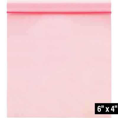 4 x 6 Reclosable Poly Bag, 4 Mil, Pink, 1000/Carton (PBAS2120)