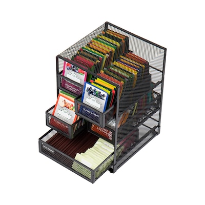 Mind Reader Network Collection 5-Compartment Tea Organizer, 120 Tea Bag Capacity, Black (MMTDR5-BLK)