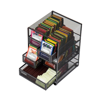 Mind Reader Metal 5-Compartment Tea Bag Organizer, 120 Tea Bag Capacity, Black (MMTDR5-BLK)