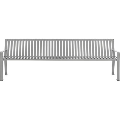 Global Industrial 8' Outdoor Bench with Back, Vertical Steel Slat, Gray (694855GYKD)