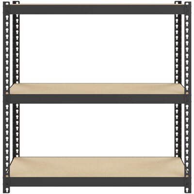 Lorell Iron Horse Narrow Riveted Shelving Unit, 200 lb. Capacity, 30"W x 12"D x 30"H, Black/Natural (LLR66962)
