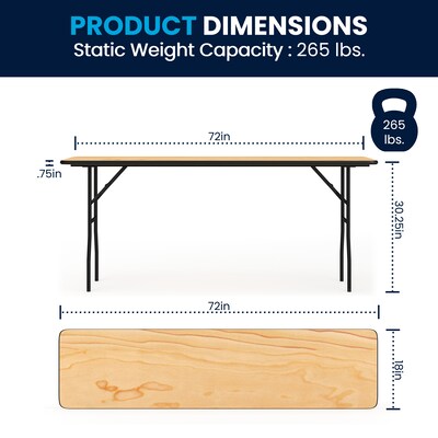 Flash Furniture Gael Training Room Table, 72" x 18", Natural Wood Grain (YTWTFT18X72TBL)