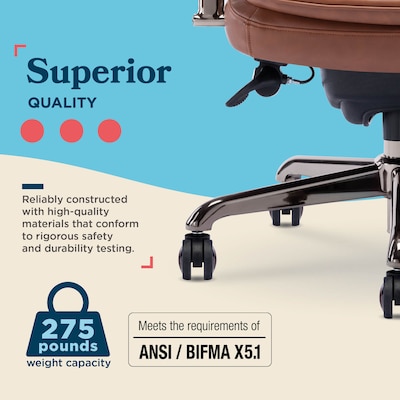 La-Z-Boy Opus Ergonomic Bonded Leather Swivel Executive Chair, Cognac and Graphite (CCHR10015C)