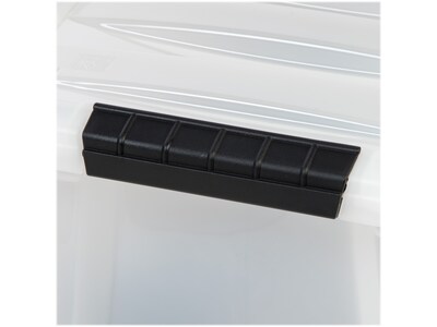 Iris Stack & Pull 19 Qt. Latch Lid Storage Bin, Translucent White/Black, 5/Pack (580027)