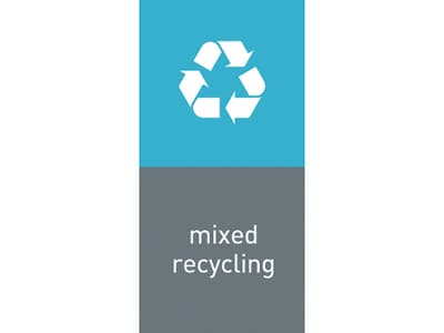 simplehuman Mixed Recycling Magnetic Sorting Label, 8 x 4, Blue/Gray, 2/Pack (KT1171)