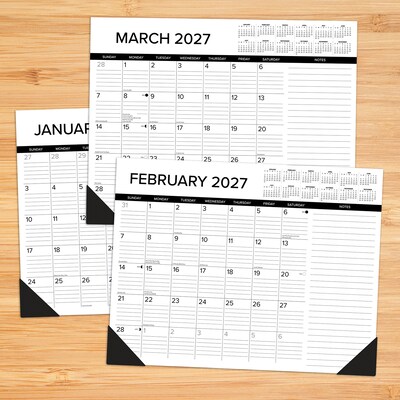 2027 Willow Creek B&W w/Lines 22 x 17 Monthly Desk Pad Calendar, Assorted Colors (66133)