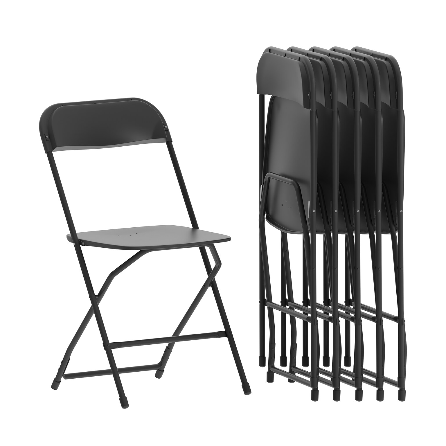 Flash Furniture Plastic Folding Chair, Black, Set of 6 (6LEL3BLACK)