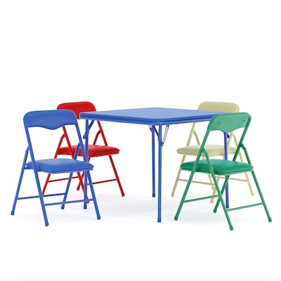 Flash Furniture Mindy Square Kids 5 Piece Folding Table and Chair Set, 24 x 24, Multicolored (JB9K