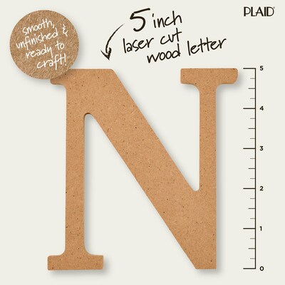 Plaid MDF Letters, 5", Brown Oxide, 12/Pack (PDE63567-12)