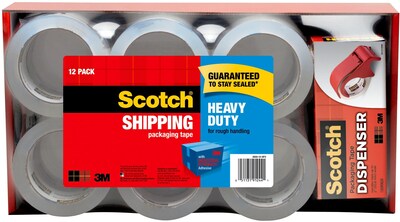 Scotch Heavy Duty Shipping Packing Tape, 1.88 x 54.6 yds., Clear, 12/Pack (3850-12-DP3)