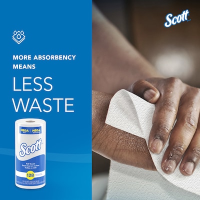 Scott Recycled Paper Towels, 1-ply, 128 Sheets/Roll, 20 Rolls/Pack (41482)