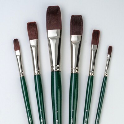 Silver Brush Ruby Satin Long Flat Brush, 6/Pack (SLVRS2594)