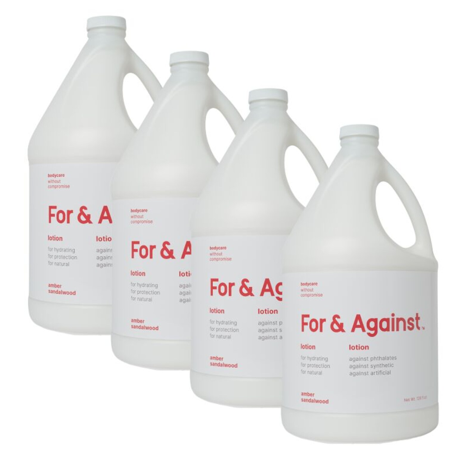 For & Against Cream Lotion for Dry Skin, Amber Sandalwood Scent, 128 oz., 4 Gallons/Carton (FNA600)