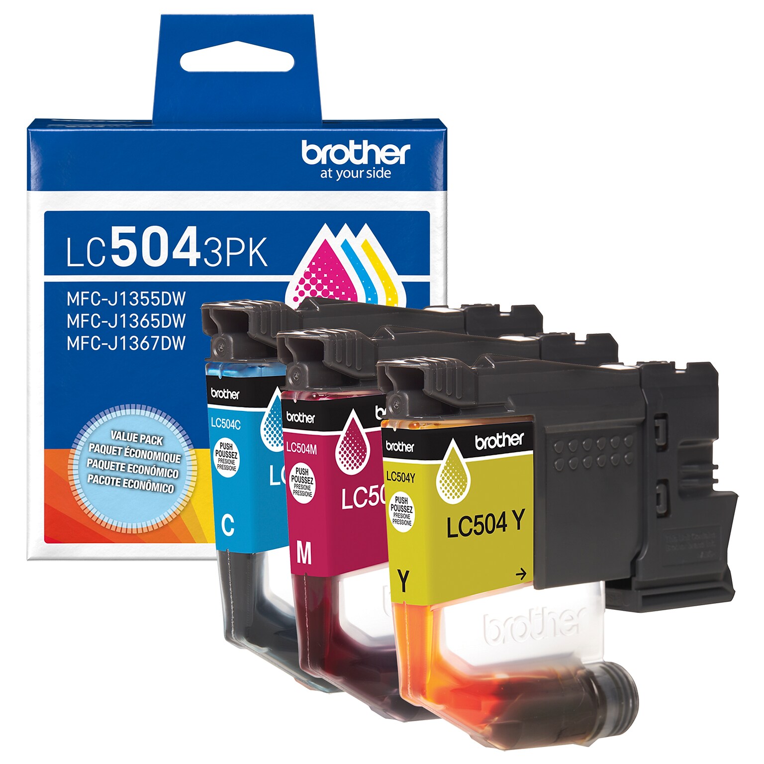 Brother LC504 Cyan/Magenta/Yellow Standard Yield Ink Cartridge (LC5043PKS)