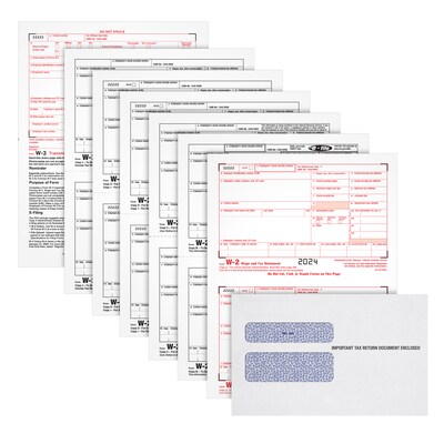 Adams 2024 W-2 6-Part Laser/Inkjet Tax Forms with Envelopes and software, 100/pack (LW26KIT-S)
