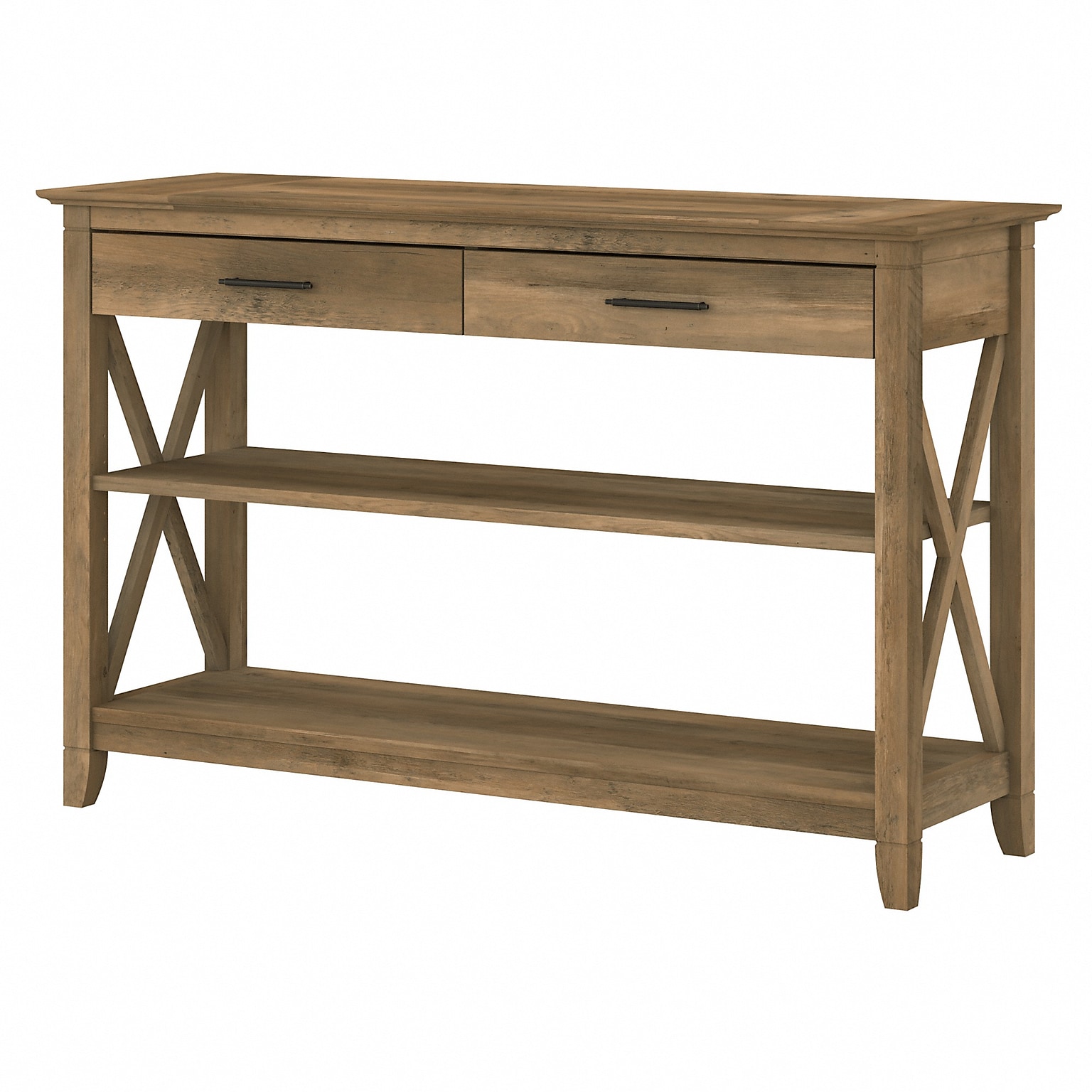 Bush Furniture Key West 47 x 16 Console Table with Drawers and Shelves, Reclaimed Pine (KWT248RCP-03)