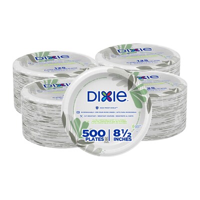 Dixie Pathways Medium-Weight Paper Plates, 8.5”, 500/Carton (UX9WS)